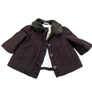 Baby GAP Girl Brown Wool Blend Dressy Coat, Size 6-12 Months